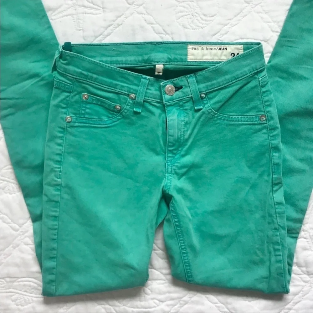 Rag & Bone Vintg Biscay Turquoise Green Jegging Jeans Size 24 - Picture 3 of 10